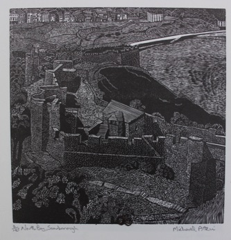 North Bay Scarborough wood engraving by Michael Atkin